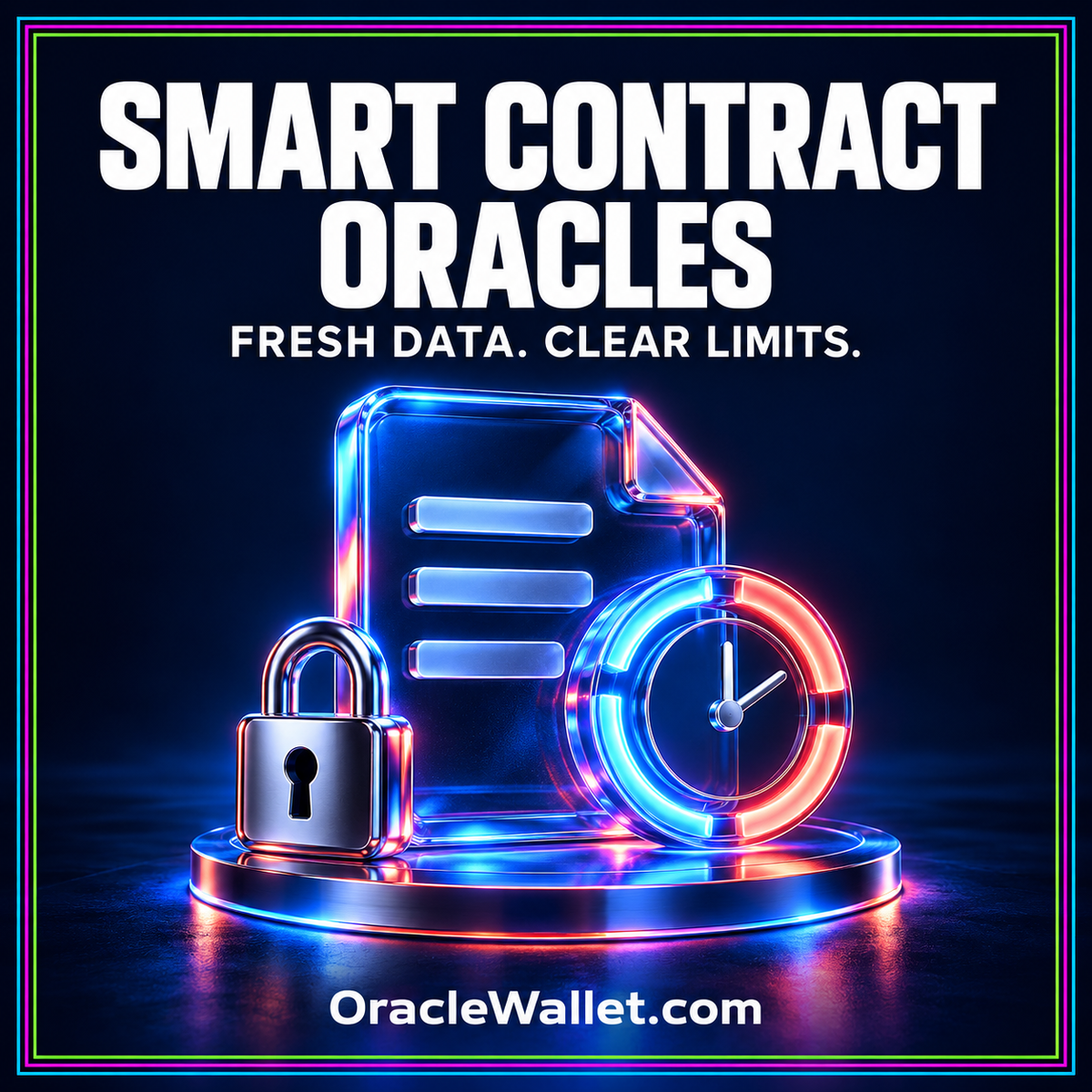 Smart Contract Oracles: Freshness, Decimals, and Failure Modes — OracleWallet.com neon featured artwork