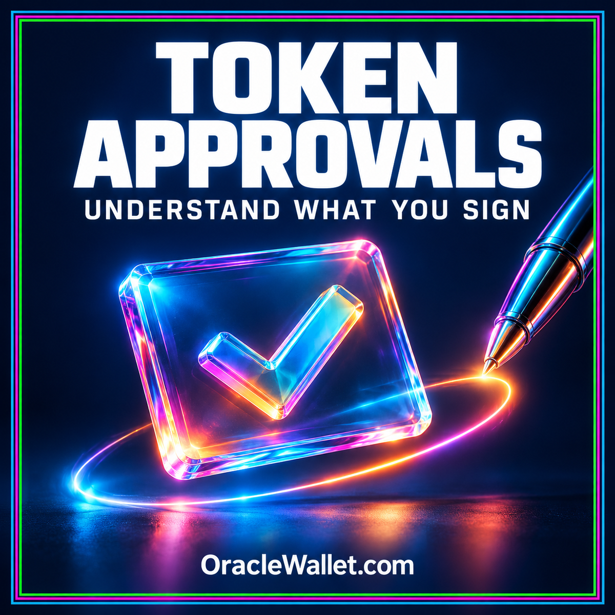 Token Approvals Explained: What an Oracle Wallet Can Authorize — OracleWallet.com neon featured artwork